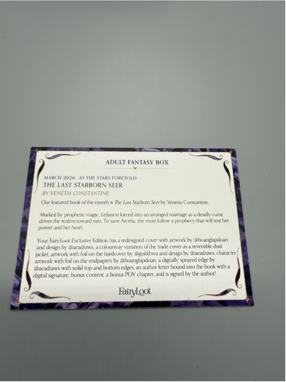 SIGNED Fairyloot edition of The Last Starborn Seer by Venetia Constantine - Picture 3 of 9